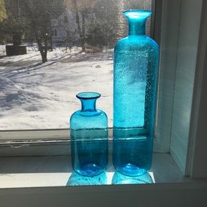 16" & 8" Tall Glass Bottle Vases
